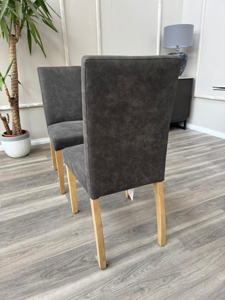 Augusta Cowboy Charcoal Fabric Wooden Dining Chairs