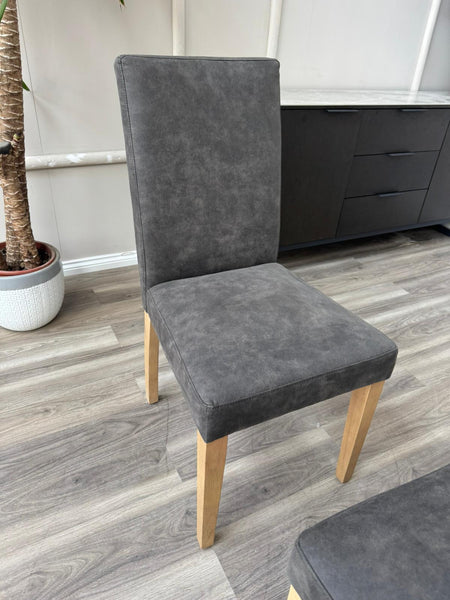 Augusta Cowboy Charcoal Fabric Wooden Dining Chairs