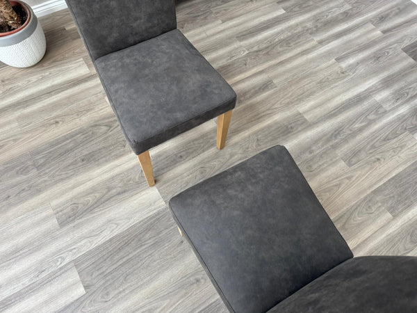 Augusta Cowboy Charcoal Fabric Wooden Dining Chairs