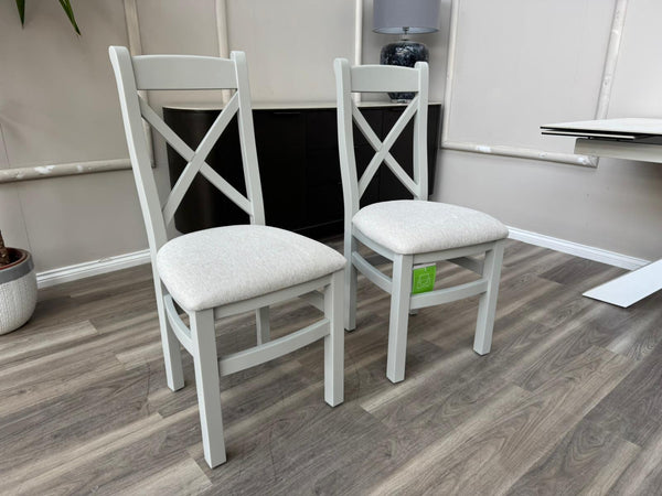 Branded Wooden Cross Back Stylish White Dining Chairs