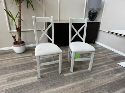 Branded Wooden Cross Back Stylish White Dining Chairs