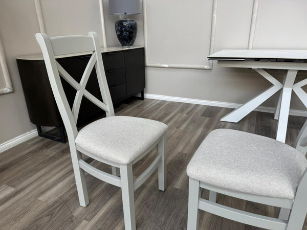 Branded Wooden Cross Back Stylish White Dining Chairs
