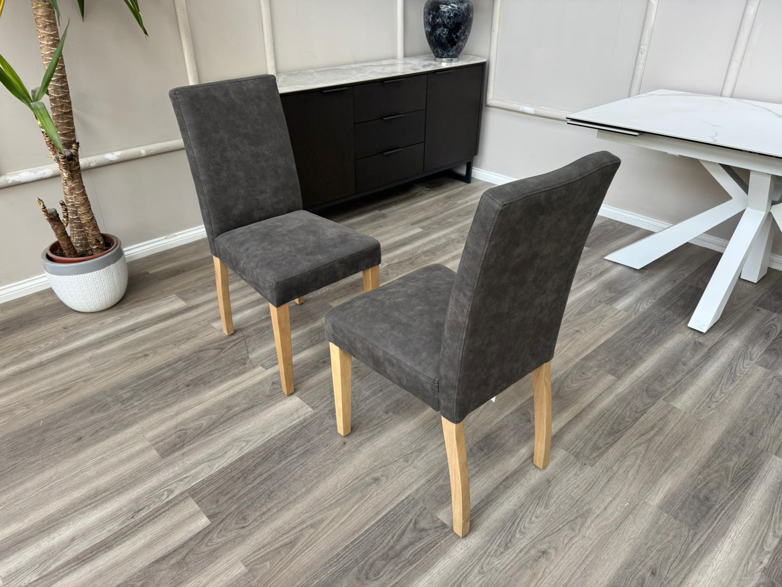 Augusta Cowboy Charcoal Fabric Wooden Dining Chairs