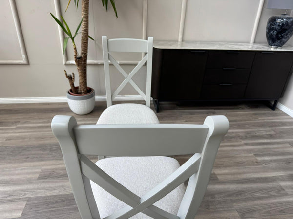 Branded Wooden Cross Back Stylish White Dining Chairs