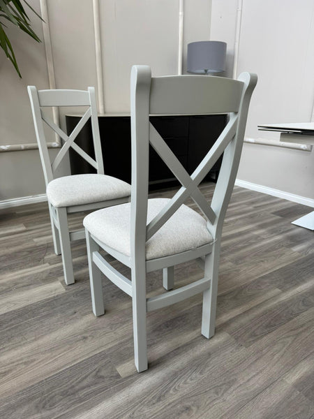 Branded Wooden Cross Back Stylish White Dining Chairs