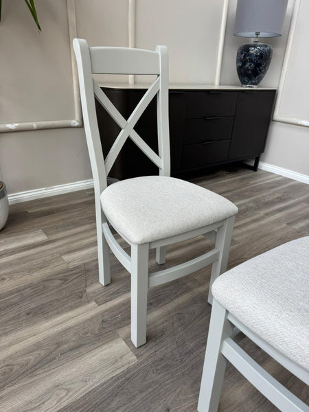 Branded Wooden Cross Back Stylish White Dining Chairs