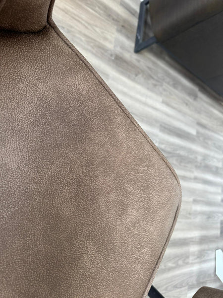 Aydin Brown Faux Leather Aesthetic Fluted Kitchen Bar Stool