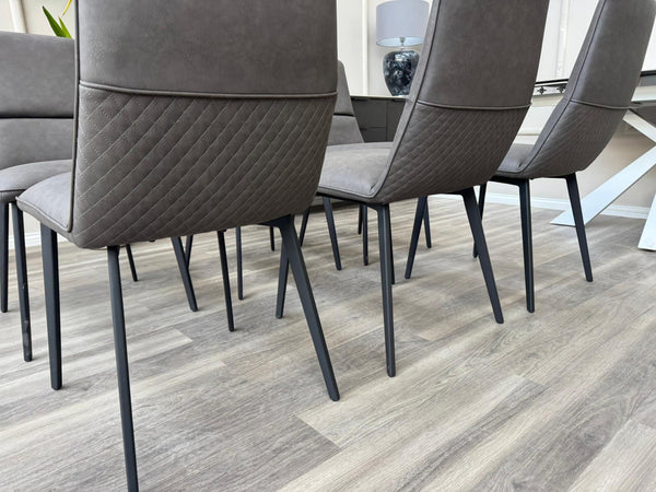 Branded Grey Faux Leather  Stylish Aesthetic Dining Chairs