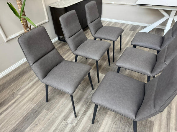 Branded Grey Faux Leather  Stylish Aesthetic Dining Chairs