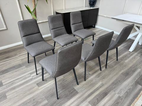 Branded Grey Faux Leather  Stylish Aesthetic Dining Chairs