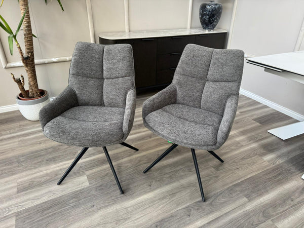 Kiara Grey Fabric Swivel Dining Chair Contemporary Stylish Aesthetic Dining Chair