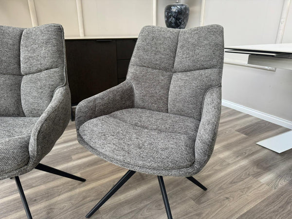 Kiara Grey Fabric Swivel Dining Chair Contemporary Stylish Aesthetic Dining Chair