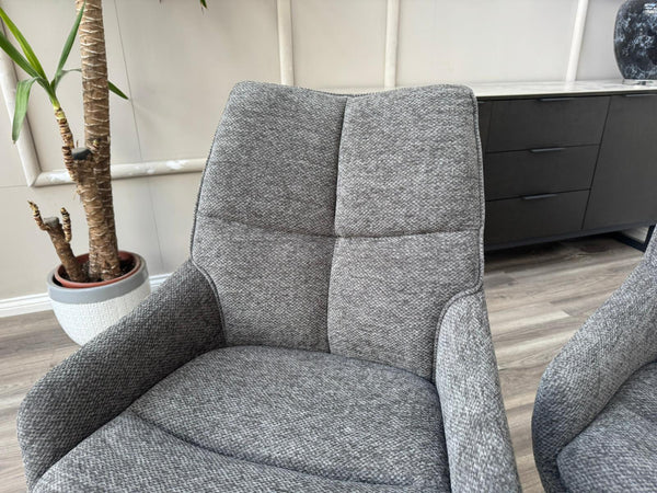Kiara Grey Fabric Swivel Dining Chair Contemporary Stylish Aesthetic Dining Chair