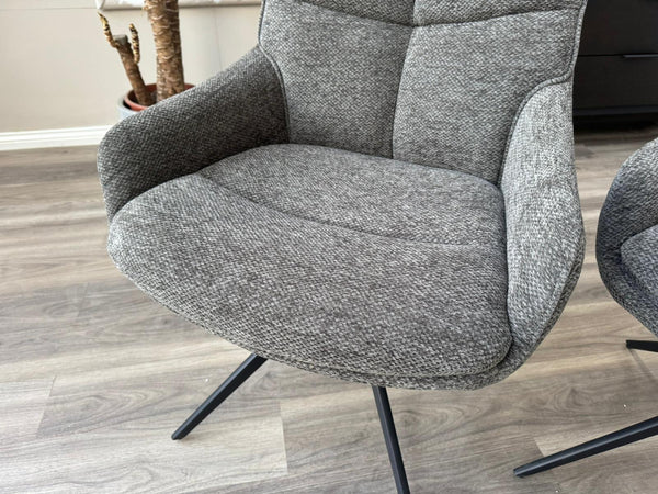 Kiara Grey Fabric Swivel Dining Chair Contemporary Stylish Aesthetic Dining Chair