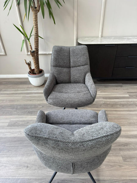 Kiara Grey Fabric Swivel Dining Chair Contemporary Stylish Aesthetic Dining Chair