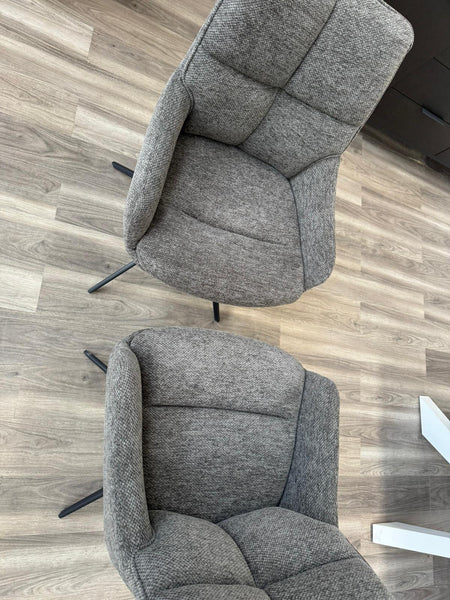 Kiara Grey Fabric Swivel Dining Chair Contemporary Stylish Aesthetic Dining Chair