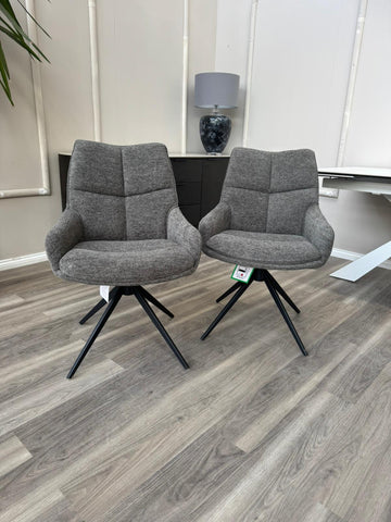 Kiara Grey Fabric Swivel Dining Chair Contemporary Stylish Aesthetic Dining Chair