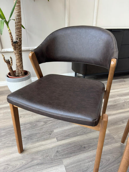 Stratford Brown Faux Leather Contemporary Stylish Rustic Aesthetic Dining Chair