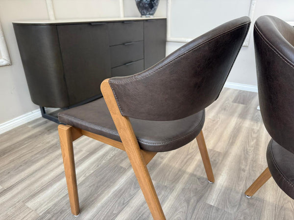 Stratford Brown Faux Leather Contemporary Stylish Rustic Aesthetic Dining Chair
