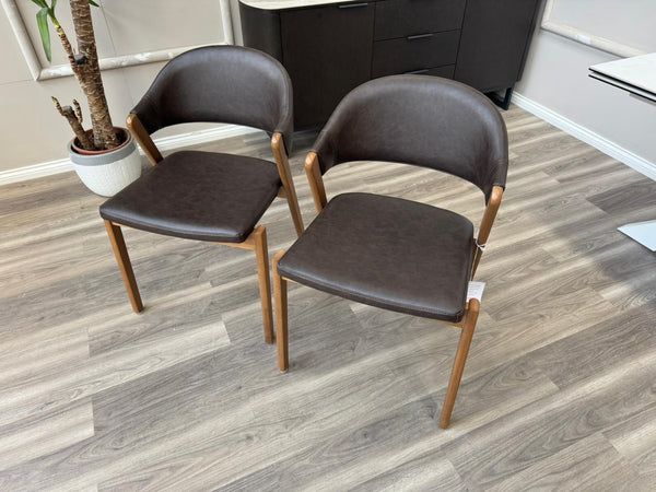 Stratford Brown Faux Leather Contemporary Stylish Rustic Aesthetic Dining Chair