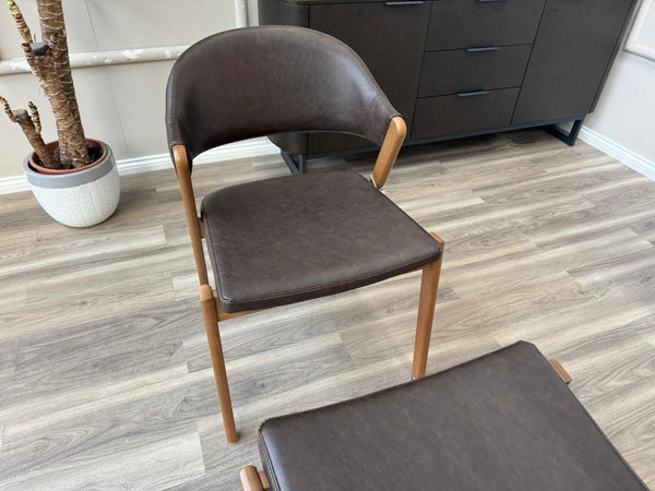 Stratford Brown Faux Leather Contemporary Stylish Rustic Aesthetic Dining Chair