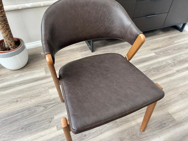 Stratford Brown Faux Leather Contemporary Stylish Rustic Aesthetic Dining Chair