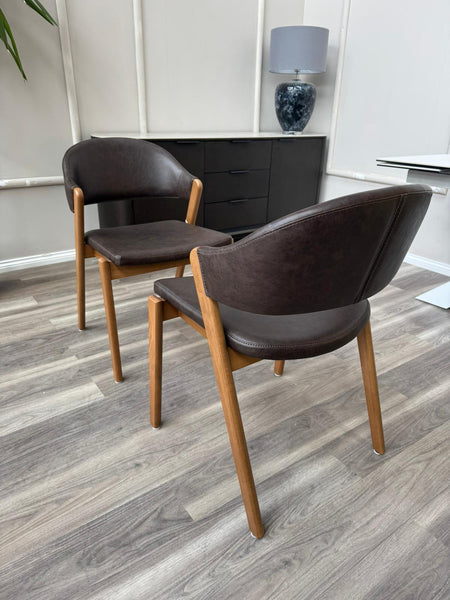 Stratford Brown Faux Leather Contemporary Stylish Rustic Aesthetic Dining Chair