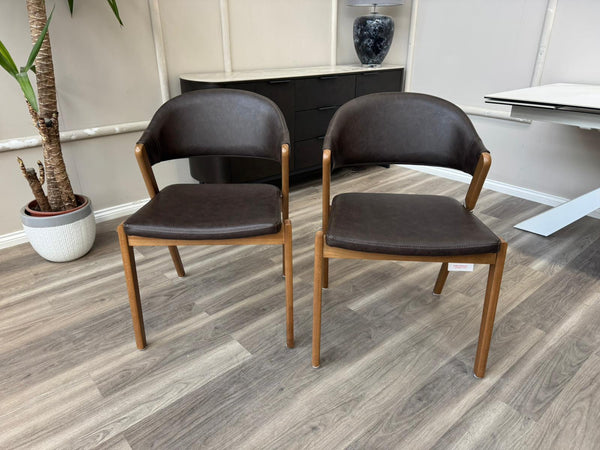 Stratford Brown Faux Leather Contemporary Stylish Rustic Aesthetic Dining Chair