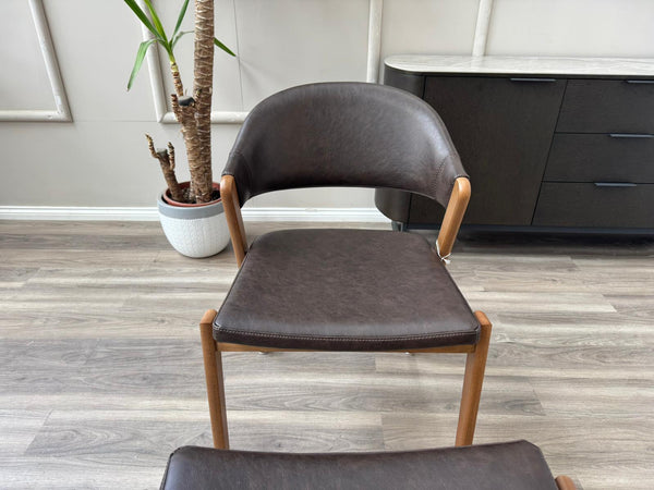 Stratford Brown Faux Leather Contemporary Stylish Rustic Aesthetic Dining Chair