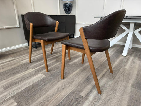 Stratford Brown Faux Leather Contemporary Stylish Rustic Aesthetic Dining Chair