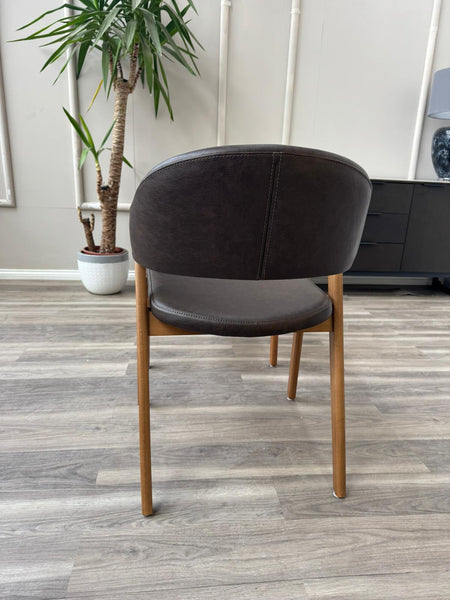 Stratford Brown Faux Leather Contemporary Stylish Rustic Aesthetic Dining Chair