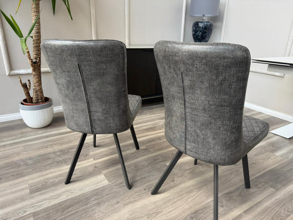 Earth Graphite Soft Faux Leather Contemporary Stylish Aesthetic Grey Dining Chair (Choose Quantity)
