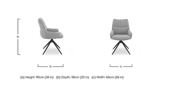 Kiara Grey Fabric Swivel Dining Chair Contemporary Stylish Aesthetic Dining Chair