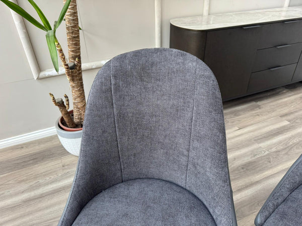 Jose Swivel Grey Dining Chairs Hybrid Fabric Faux Leather Stylish Kitchen Chairs
