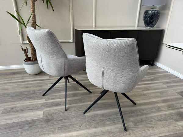 Kiara Grey Fabric Swivel Dining Chair Contemporary Stylish Aesthetic Dining Chair