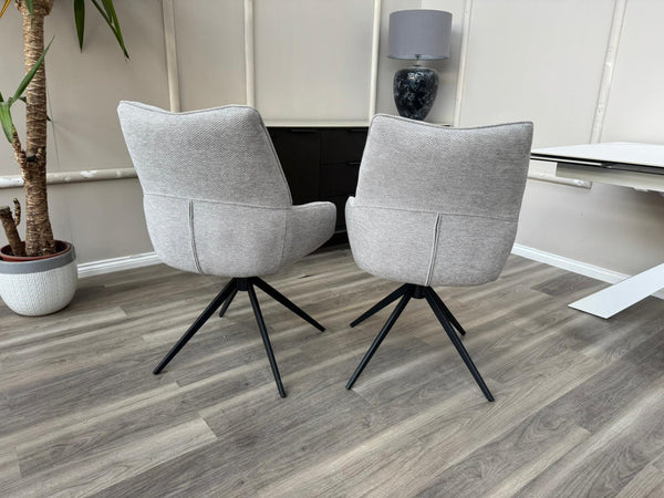 Kiara Grey Fabric Swivel Dining Chair Contemporary Stylish Aesthetic Dining Chair
