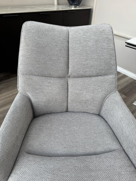 Kiara Grey Fabric Swivel Dining Chair Contemporary Stylish Aesthetic Dining Chair
