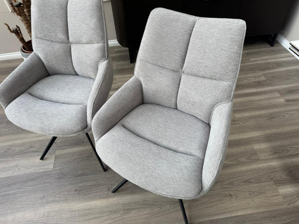 Kiara Grey Fabric Swivel Dining Chair Contemporary Stylish Aesthetic Dining Chair