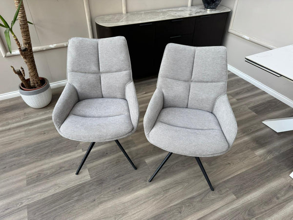 Kiara Grey Fabric Swivel Dining Chair Contemporary Stylish Aesthetic Dining Chair
