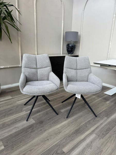 Kiara Grey Fabric Swivel Dining Chair Contemporary Stylish Aesthetic Dining Chair