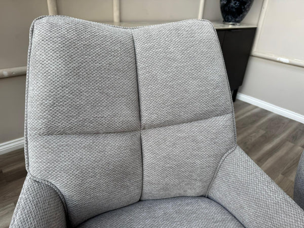 Kiara Grey Fabric Swivel Dining Chair Contemporary Stylish Aesthetic Dining Chair