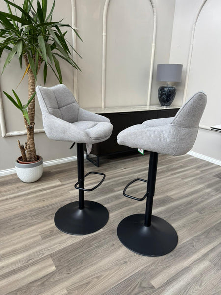 Kiara Swivel Bar Stool Grey Fabric Kitchen High Chairs