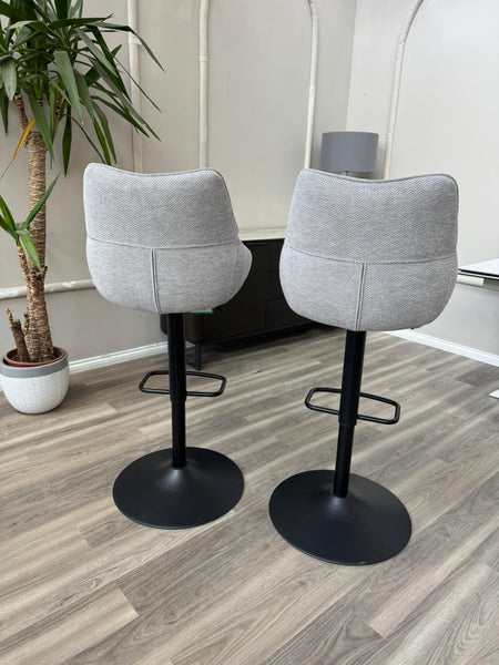 Kiara Swivel Bar Stool Grey Fabric Kitchen High Chairs