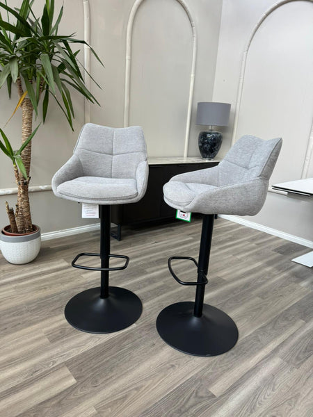 Kiara Swivel Bar Stool Grey Fabric Kitchen High Chairs