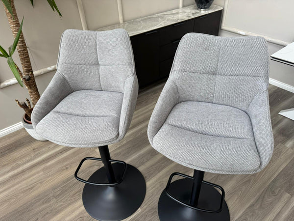 Kiara Swivel Bar Stool Grey Fabric Kitchen High Chairs
