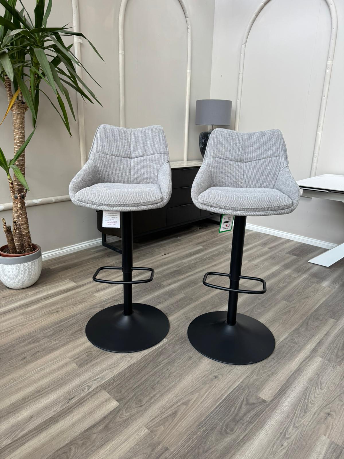 Kiara Swivel Bar Stool Grey Fabric Kitchen High Chairs