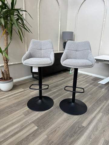 Kiara Swivel Bar Stool Grey Fabric Kitchen High Chairs