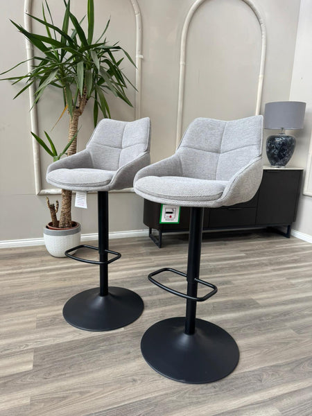 Kiara Swivel Bar Stool Grey Fabric Kitchen High Chairs