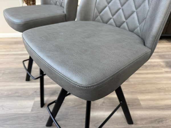 Mars Swivel Bar Stool Grey Faux Leather Kitchen High Chairs