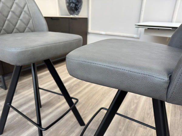 Mars Swivel Bar Stool Grey Faux Leather Kitchen High Chairs